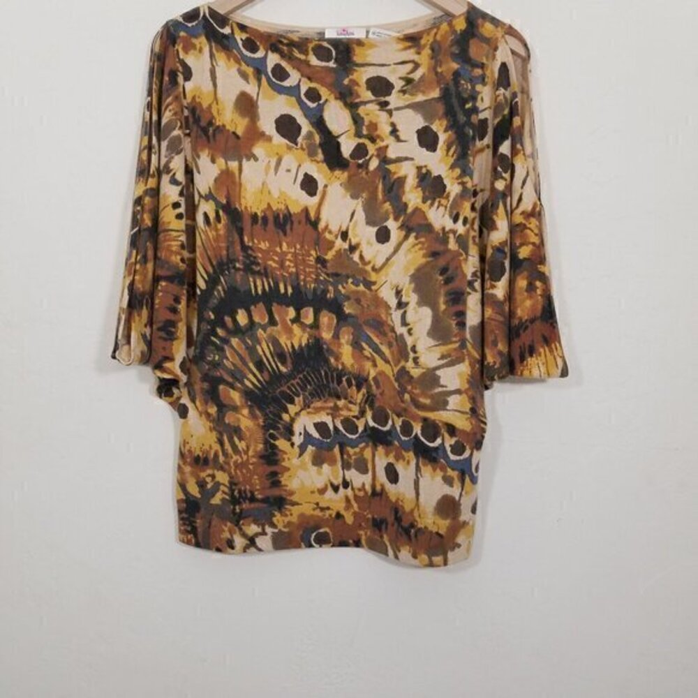 Neiman Marcus Cashmere Print Top Size M